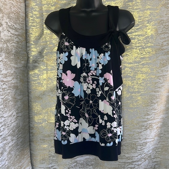 Jessica Petite Black Floral Print Sleeveless Top Size M - Picture 2 of 12